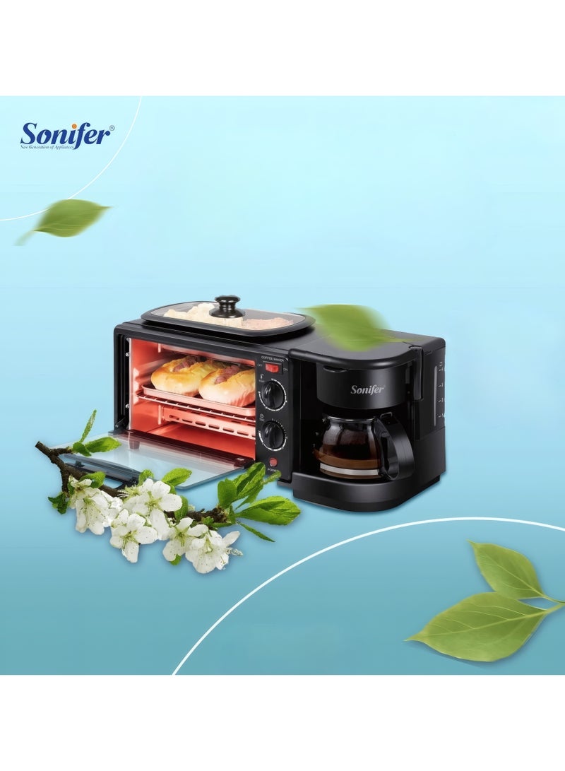 سونفير ماكينة صنع الإفطار 3 في 1 مع فرن وشواية وماكينة صنع القهوة 7 L 1050 W sf-4004x اسود - Image 5