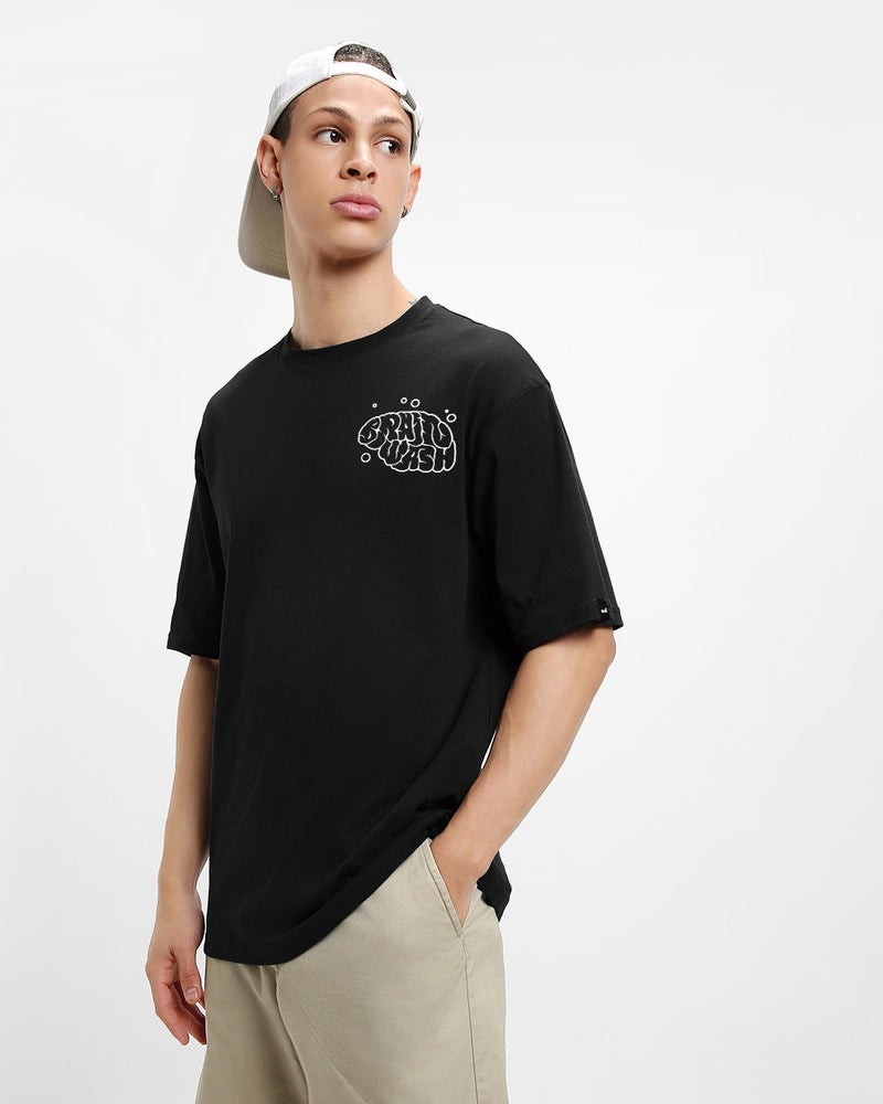 bewakoof Men's Black Brain Graphic Printed Oversized T-shirt - Image 4