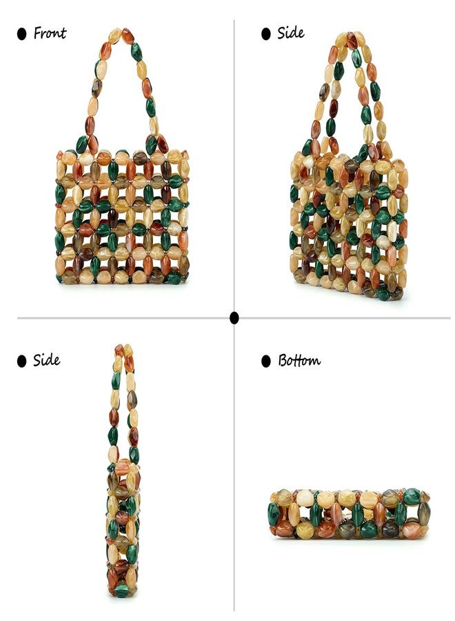 PHILOMENA Boho Beaded Tote Bag for Women, Colorful Acrylic Bead Purse, Designer Handmade Woven Handbag for Summer Beach Party Wedding - Image 5