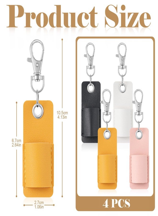 ScroRich 4 Pcs Pen Holder for Lanyard, Anti-lost Pen Holder for Badge Keychain or Neck Lanyard, Pocket PU Leather Single Pens Holders for Nurses, Couriers, Clerks (Pink, Beige, White, Black) - Image 2