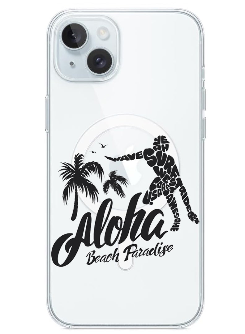 Theodor Magnetic Case for iPhone 15 Plus 6.7-inch Compatible with MagSafe Wireless Charging, Shockproof Phone Bumper Cover Aloha Beach Paradise Black copy - Image 1