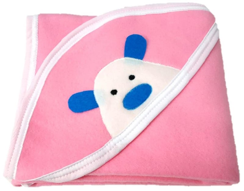Brandonn BRANDONN Newborn Combo of Double PLY Reversible Hooded and Fleece Hooded Baby Blankets(Pack of 2, Baby Pink) - Image 3