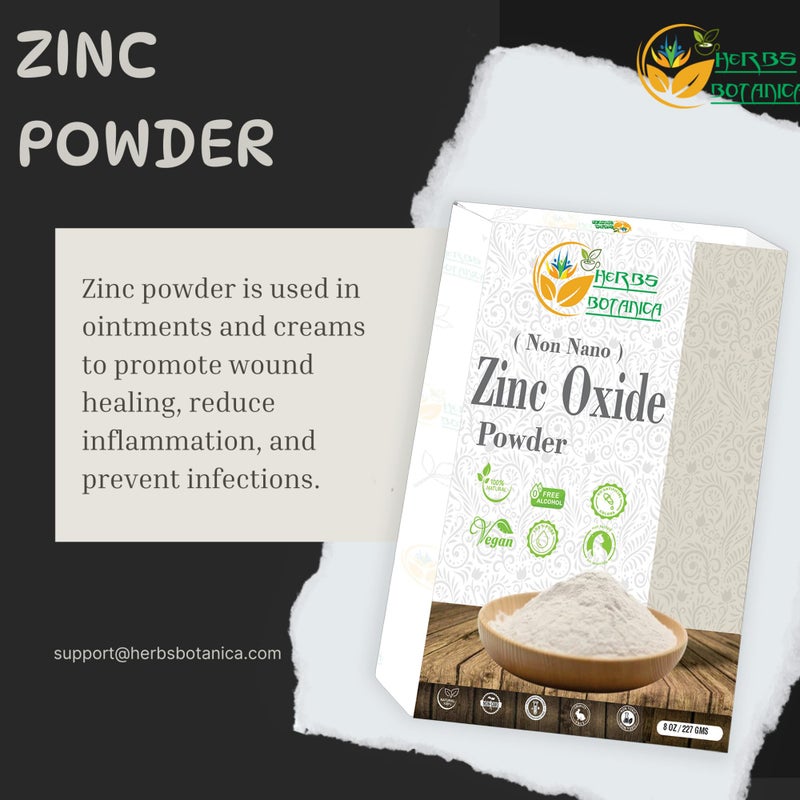 هيربس بوتيانيكا Herbs Botanica Zinc Oxide Powder Non-Nano, Pharmaceutical Grade for Skin Protection, Healing, Baby Diaper Rash Cream, Sunscreen, Acne Care, DIY Cosmetics  Creams, 8 oz / 227 gm - Image 5