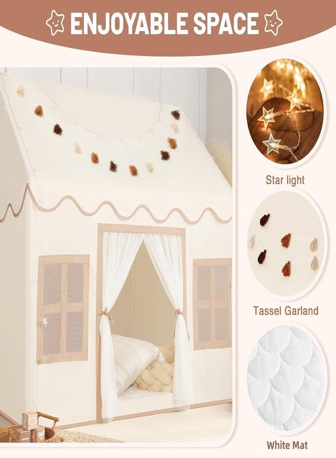 Senodeer Kids Play Tent Indoor: with Mat, Tassel Garland, Star Lights - Girl Tent Indoor Playhouse for Kids Toys for Boy Girl Birthday Gift - Image 3