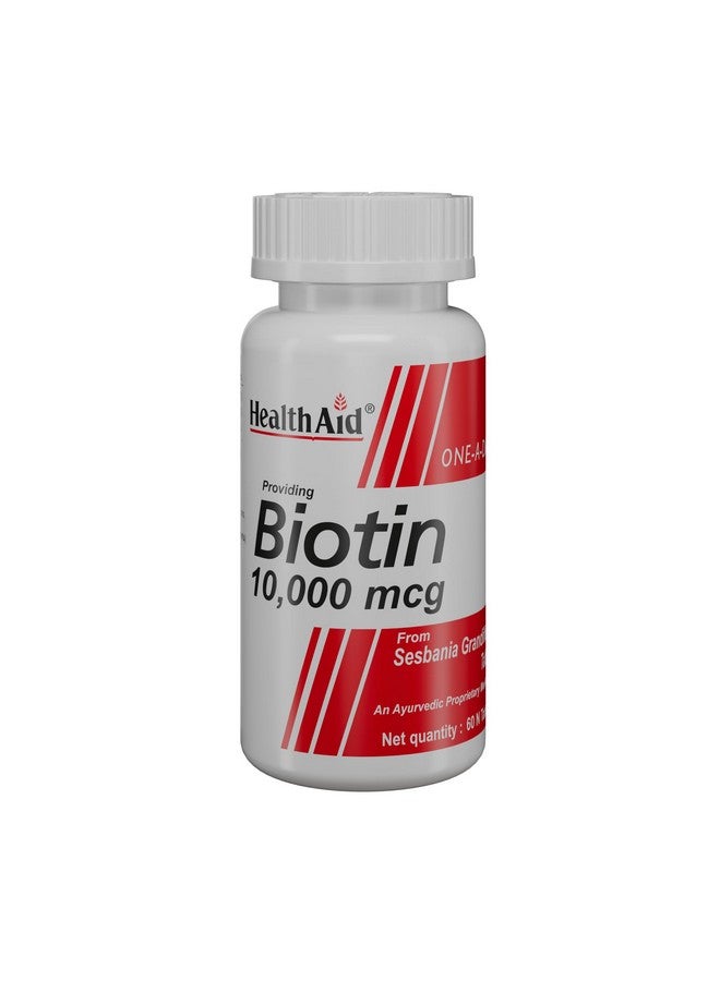 Health Aid HealthAid Biotin 10000mcg - 60 Tablets | Plant Base Biotin from Sesbania |Supplement for Hair Growth, Strong Hair and Glowing Skin, Fights Nail Brittleness| For Men & Women | Vegetarian - Image 2