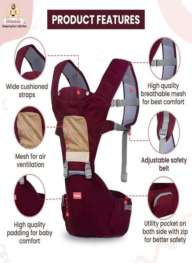 Infantso Premium Hip Seat Baby Carrier with 6 Adjustable Carry Positions, Carrier for 0 to 3 Years Baby with Hip Seat, Kangaroo Style Bag, Baby Carrying Bag for Newborn to Toddler, Weight Upto 15kgs - Image 5