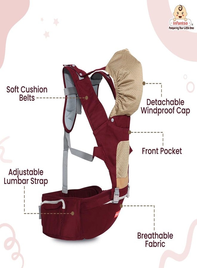Infantso Premium Hip Seat Baby Carrier with 6 Adjustable Carry Positions, Carrier for 0 to 3 Years Baby with Hip Seat, Kangaroo Style Bag, Baby Carrying Bag for Newborn to Toddler, Weight Upto 15kgs - Image 2