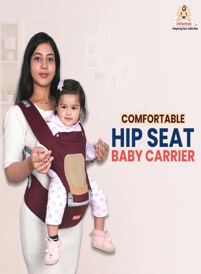 Infantso Premium Hip Seat Baby Carrier with 6 Adjustable Carry Positions, Carrier for 0 to 3 Years Baby with Hip Seat, Kangaroo Style Bag, Baby Carrying Bag for Newborn to Toddler, Weight Upto 15kgs - Image 3