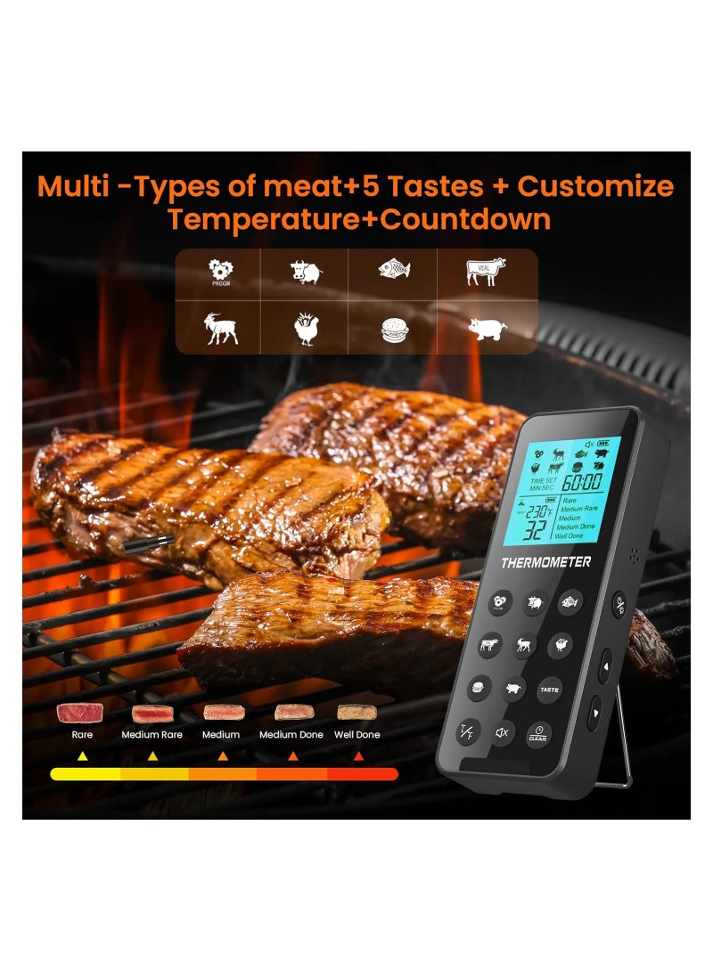 Wireless Meat Thermometer IP67 with Probe, 300FT Range, Digital Alarm Function for Oven, Grill, BBQ, Smoker, Kitchen, and Rotisserie Cooking. Perfect for Meat Grilling! - Image 4