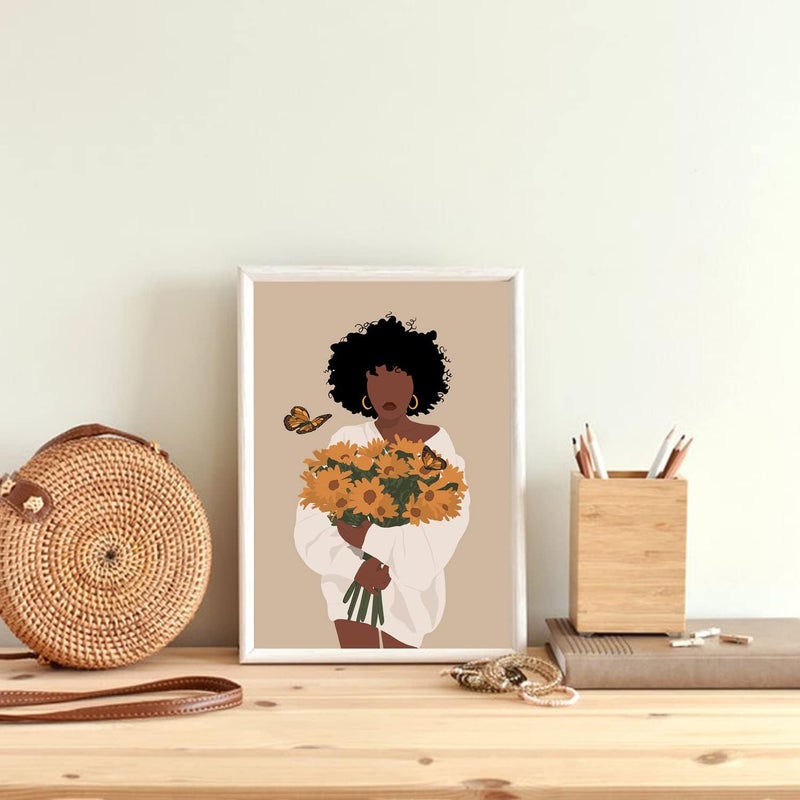 ASTRDECOR African American Wall Art - Black Girl with Sunflowers - Image 5