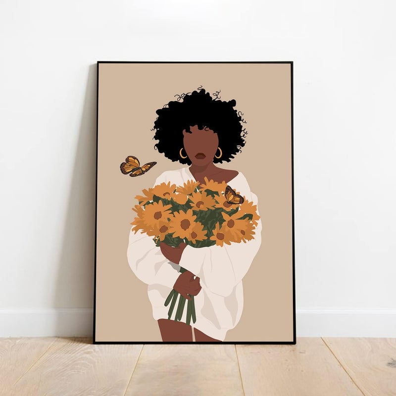 ASTRDECOR African American Wall Art - Black Girl with Sunflowers - Image 4