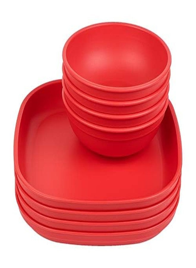 Re-Play Toddler Plates - 9 In and Bowls - 20 Oz. - Kids Plates and Bowls, Microwave and Dishwasher Safe - Set of 4x4 - Red - Image 1
