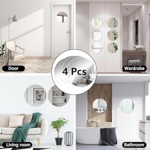 NEILL® Acrylic Silver Mirror, 6 inches Round (Pack of 4 Pcs), Frameless Silver Round Wall Mirror for Bathroom, Entryway, Bedroom, Wedding Table Centerpiece, (Thickness - 2 mm) - Image 4