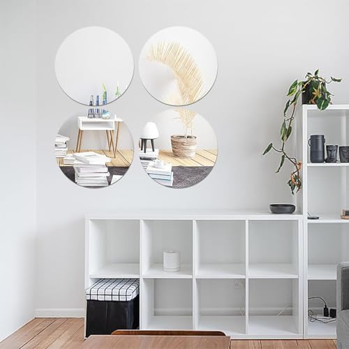 NEILL® Acrylic Silver Mirror, 6 inches Round (Pack of 4 Pcs), Frameless Silver Round Wall Mirror for Bathroom, Entryway, Bedroom, Wedding Table Centerpiece, (Thickness - 2 mm) - Image 5