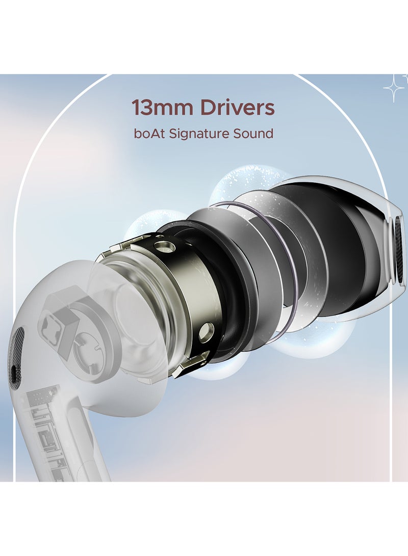 boAt Airdopes Alpha With 35 HRS Playback, 13mm Drivers, Dual Mics ENx & Beast Mode Swedish White - Image 4