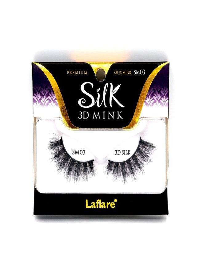 Laflare 3D SILK MINK Premium Faux Mink Eyelashes, Cat Eyes, Wispy, Fluffy, Soft as Mink, Multi-layered False Lashes (SM03) - Image 1