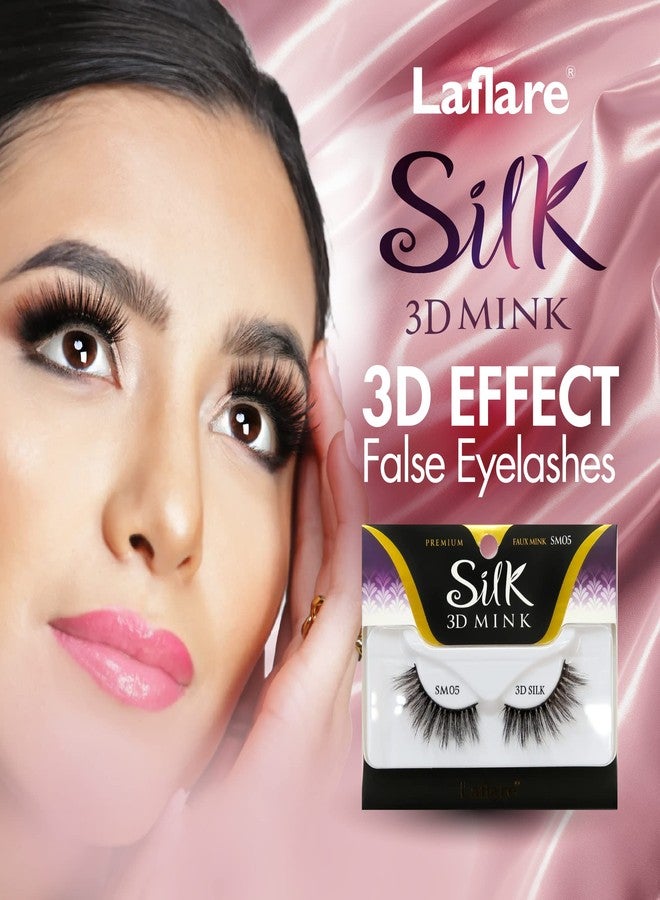 Laflare 3D SILK MINK Premium Faux Mink Eyelashes, Cat Eyes, Wispy, Fluffy, Soft as Mink, Multi-layered False Lashes (SM03) - Image 2