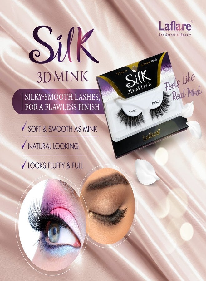 Laflare 3D SILK MINK Premium Faux Mink Eyelashes, Cat Eyes, Wispy, Fluffy, Soft as Mink, Multi-layered False Lashes (SM03) - Image 5