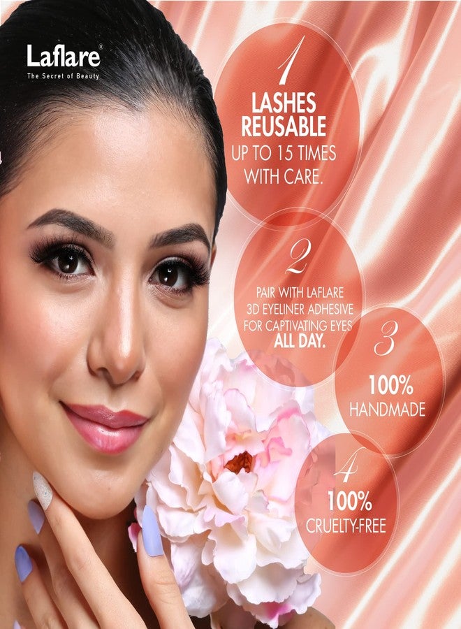 Laflare 3D SILK MINK Premium Faux Mink Eyelashes, Cat Eyes, Wispy, Fluffy, Soft as Mink, Multi-layered False Lashes (SM03) - Image 3