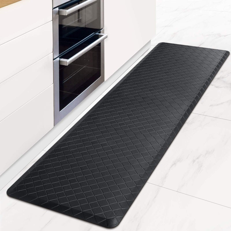HappyTrends Kitchen Mat Cushioned Anti-Fatigue Floor Mat,17.3"x60",Thick Waterproof Non-Slip Heavy Duty Ergonomic Comfort Rug for Kitchen,Floor,Office,Sink,Laundry,Black - Image 1