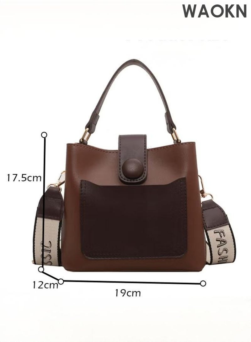 دبليو أيه أو كي أن حقيبة دلو نسائية، حقيبة يد كتف بتصميم دلو من جلد البولي يوريثان مع مقبض علوي وإغلاق بسحاب، حقيبة كتف صغيرة وعصرية مع جيب داخلي بسحاب وحواف وخياطة متقنة، مثالية للاستخدام في المكتب أو المواعدة أو المناسبات اليومية الأخرى، مناسبة للجنسين. - Image 5