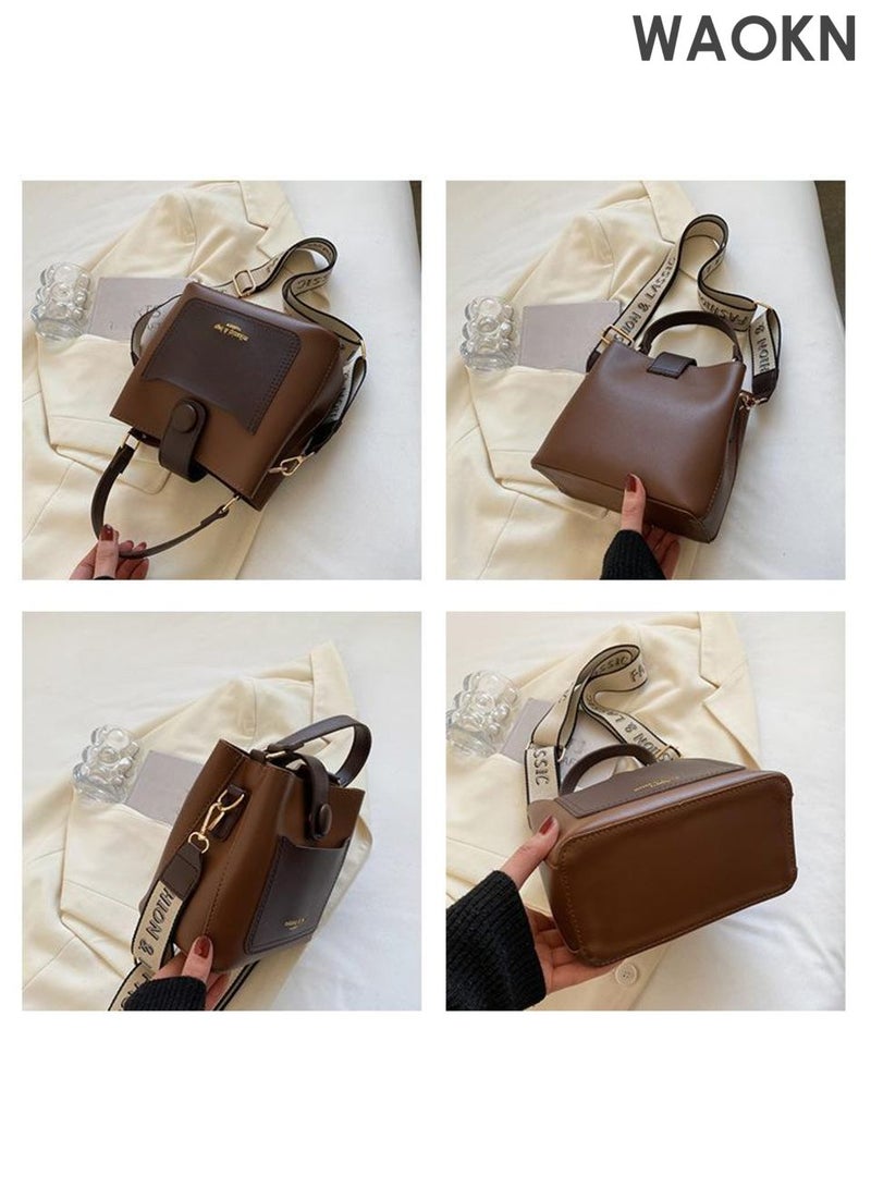 دبليو أيه أو كي أن حقيبة دلو نسائية، حقيبة يد كتف بتصميم دلو من جلد البولي يوريثان مع مقبض علوي وإغلاق بسحاب، حقيبة كتف صغيرة وعصرية مع جيب داخلي بسحاب وحواف وخياطة متقنة، مثالية للاستخدام في المكتب أو المواعدة أو المناسبات اليومية الأخرى، مناسبة للجنسين. - Image 2