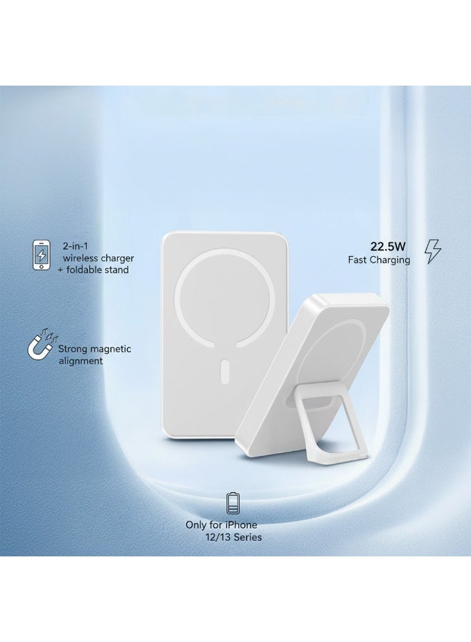أولون باور بانك محمول مغناطيسي لاسلكي 2 في 1 (MagSafe) بسعة 5000 مللي أمبير | شحن سريع لاسلكي 15 واط وسلكي 22.5 واط | مع مسند قابل للطي وشاشة عرض طاقة رقمية | متوافق مع آيفون 15/14/13/12 وسلسلة Pro/Max -شاحن للآيفون-شاحن محمول مغناطيسي-باور بانك خفيف الوزن-باور بانك متعدد الاستخدام - Image 3