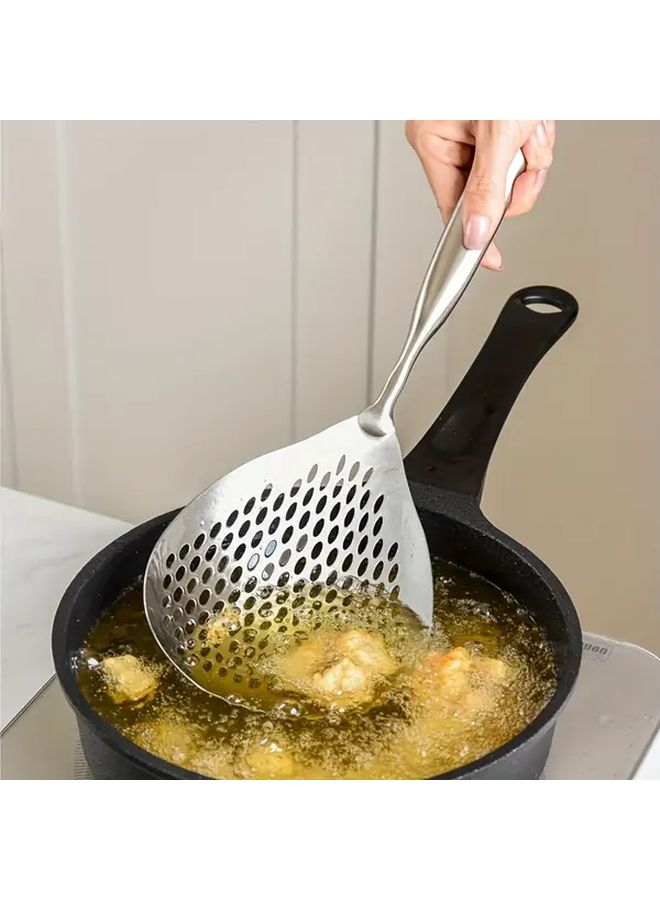 Large Slotted Spoon Stainless Steel Kitchen Strainer For Spaghetti Dumplings Hot Pot - Image 1