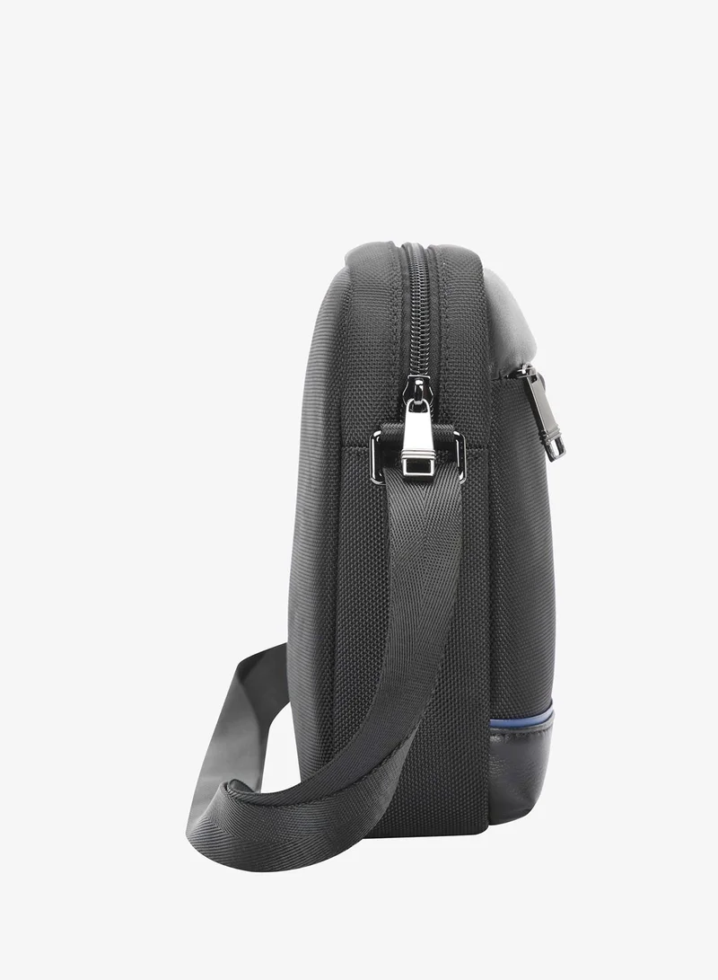 Bopai Unisex Premium Side Sling Bag Water Resistant Synthetic Leather Crossbody Bag for Travel Office Business, BO-SL921, Black