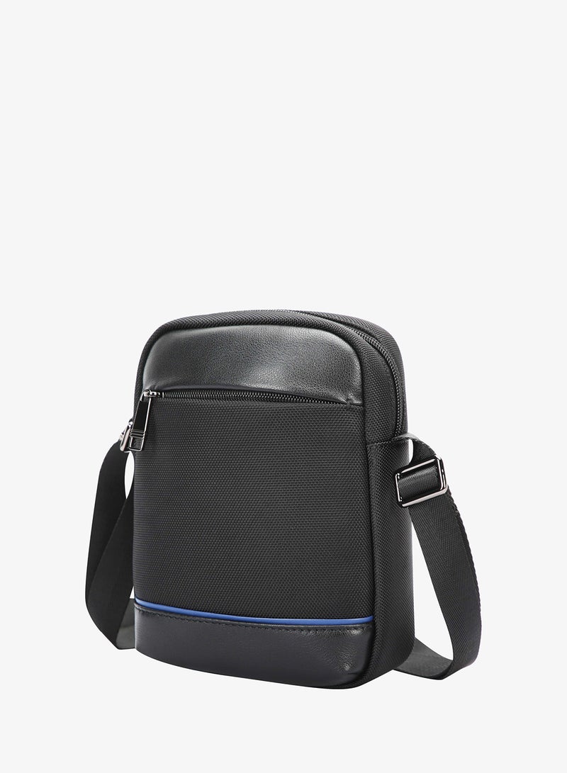 Bopai Unisex Premium Side Sling Bag Water Resistant Synthetic Leather Crossbody Bag for Travel Office Business, BO-SL921, Black - Image 1