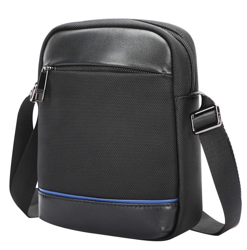 Bopai Unisex Premium Side Sling Bag Water Resistant Synthetic Leather Crossbody Bag for Travel Office Business, BO-SL921, Black - Image 1