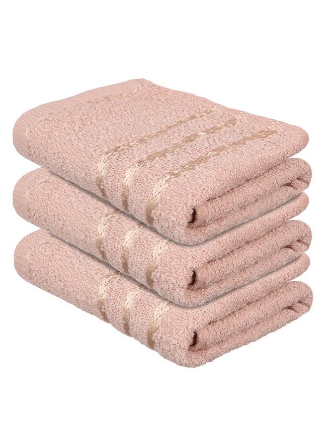 Kuber Industries Face Towel | Cotton Towels For Facewash | Towels For Daily Use | Workout Hand Towel | Lining Design | 14X21 Inch | Pack Of 3 | Brown  - Image 1