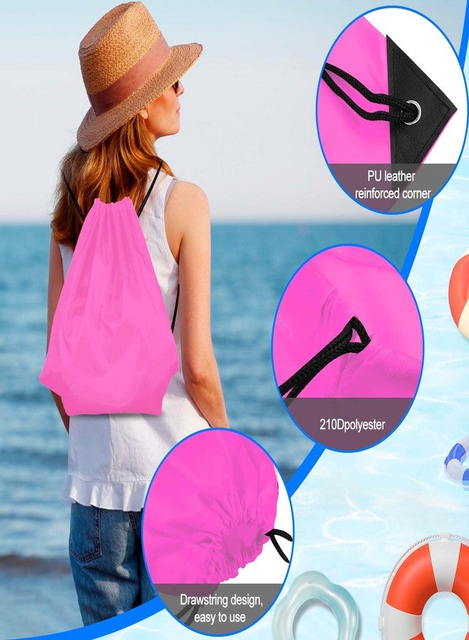 PLULON 2Pcs Drawstring Bags Bulk Drawstring Backpack Pink Black String Backpack Cinch Sack Sport Gym Backpack Bags for Yoga Traveling Outdoor Sports - Image 2