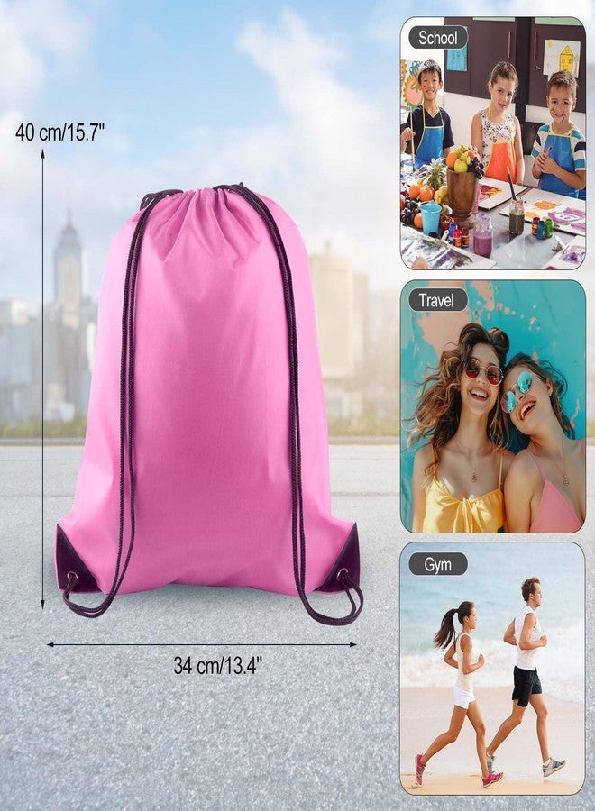 PLULON 2Pcs Drawstring Bags Bulk Drawstring Backpack Pink Black String Backpack Cinch Sack Sport Gym Backpack Bags for Yoga Traveling Outdoor Sports - Image 4