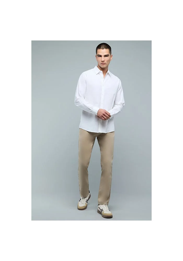 أر أند بي Solid Shirt with Classic Collar and Long Sleeves