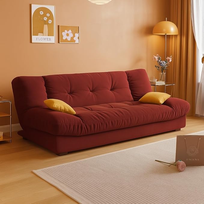 Poppins Home Modern 3-Seater Convertible Sofabed – Ultra Soft Tufted High Density Foam, Minimalist Scandinavian Style for Bedroom or Hotel Space Saving Folding Living Room Furniture (Chocolate) - Image 1