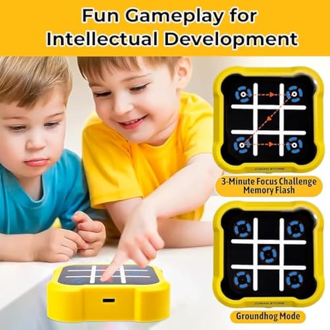 4-IN-1 HANDHELD PUZZLE GAME CONSOLE FOR KIDS AGES 6-12  TIC TAC TOE GAME, MEMORY GAME, REFLEX CHALLENGE, AND TWO-PLAYER MODE  PORTABLE TRAVEL PUZZLE TOY FOR BOYS AND GIRLS - Image 5