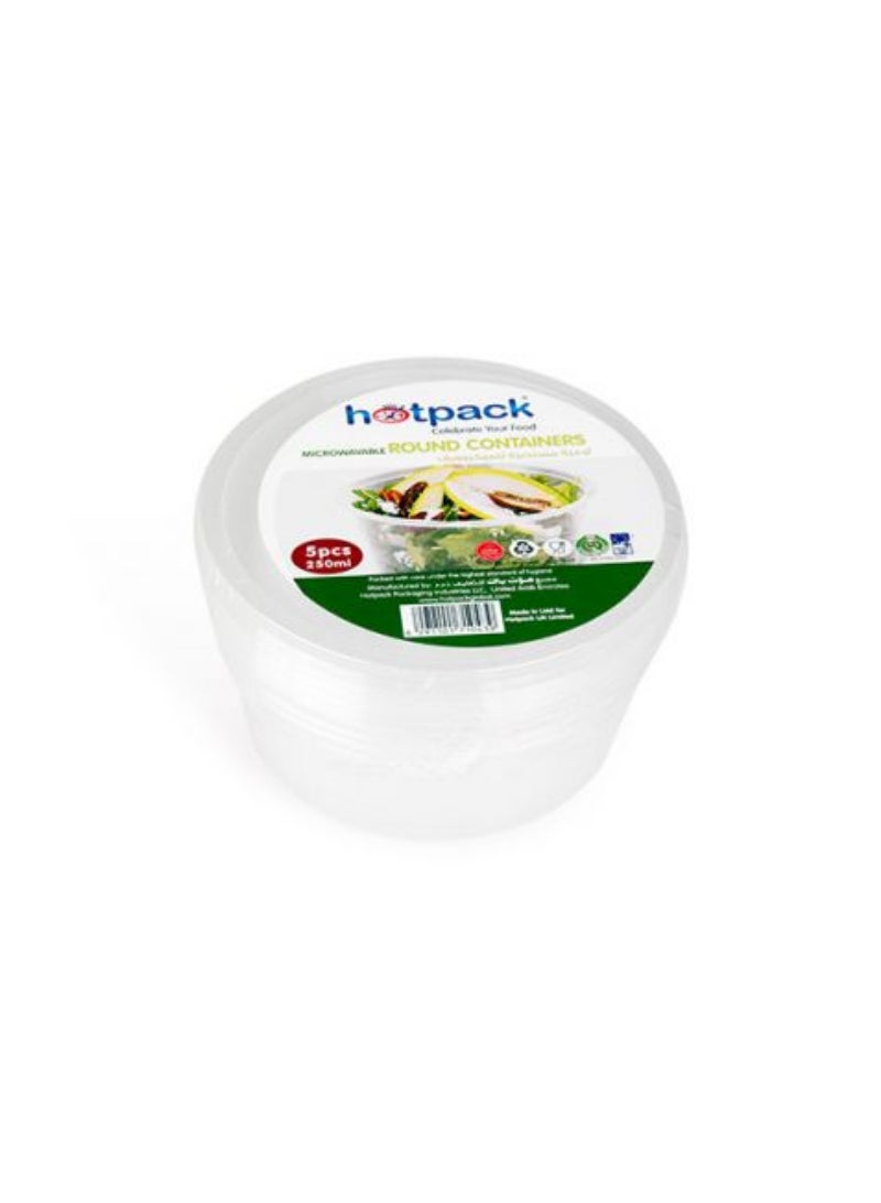 Hotpack-Micro Wave Container Round 250Ml-5Pcs