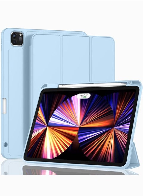 iPad Pro 11 Inch Case 2022(4th Gen)/2021(3rd Gen)/2020(2nd Gen) with Pencil Holder,Smart iPad Case, Support Touch ID and Auto Wake/Sleep, with Auto 2nd Gen Pencil Charging (Sky Blue)