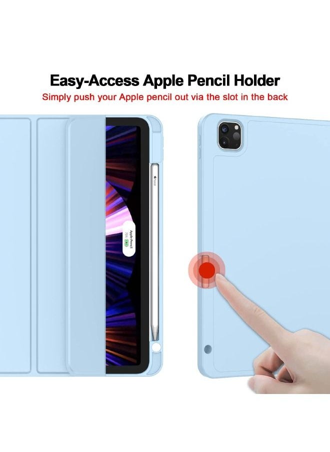 iPad Pro 11 Inch Case 2022(4th Gen)/2021(3rd Gen)/2020(2nd Gen) with Pencil Holder,Smart iPad Case, Support Touch ID and Auto Wake/Sleep, with Auto 2nd Gen Pencil Charging (Sky Blue)