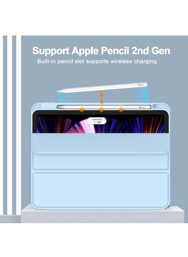 iPad Pro 11 Inch Case 2022(4th Gen)/2021(3rd Gen)/2020(2nd Gen) with Pencil Holder,Smart iPad Case, Support Touch ID and Auto Wake/Sleep, with Auto 2nd Gen Pencil Charging (Sky Blue)