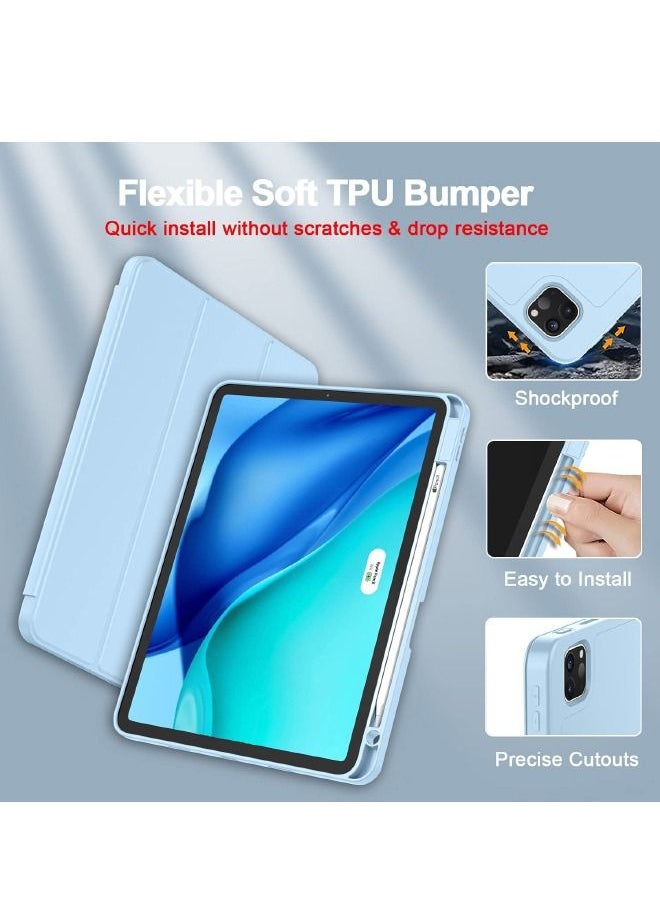 iPad Pro 11 Inch Case 2022(4th Gen)/2021(3rd Gen)/2020(2nd Gen) with Pencil Holder,Smart iPad Case, Support Touch ID and Auto Wake/Sleep, with Auto 2nd Gen Pencil Charging (Sky Blue)