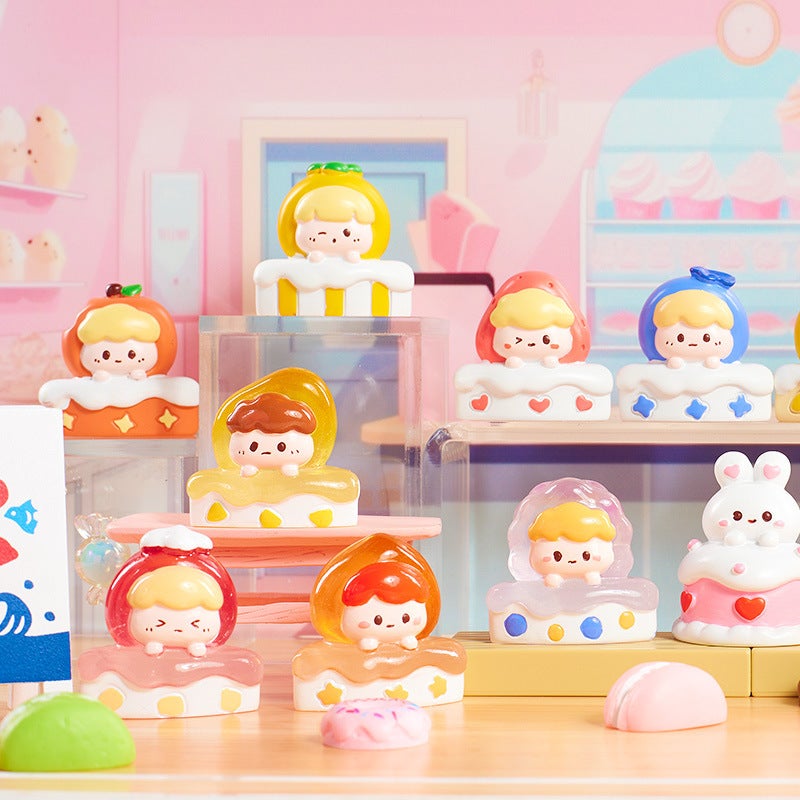 Cute Cat Blind Box Resin Figures Office Desk Decor Cut cake cute grain random 2 