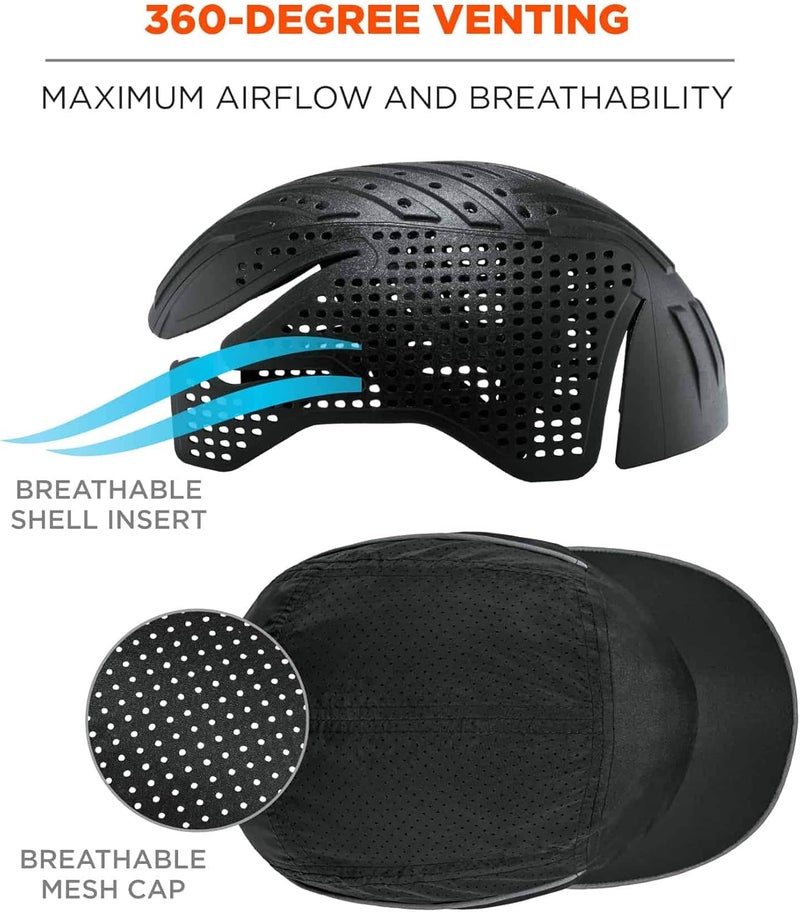 Ergodyne Lightweight Bump Cap with LED Brim Lighting Baseball Hat Style Ergodyne Skullerz 8965 Black - Image 5