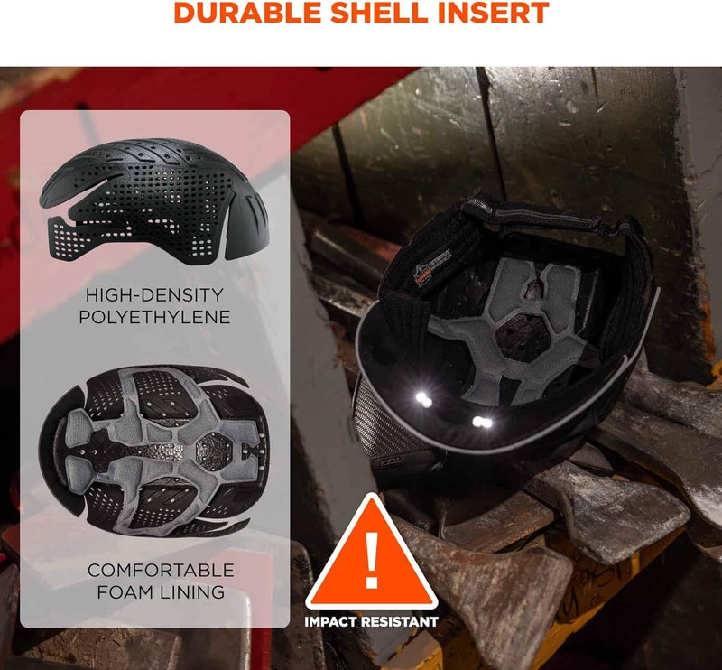 Ergodyne Lightweight Bump Cap with LED Brim Lighting Baseball Hat Style Ergodyne Skullerz 8965 Black - Image 4