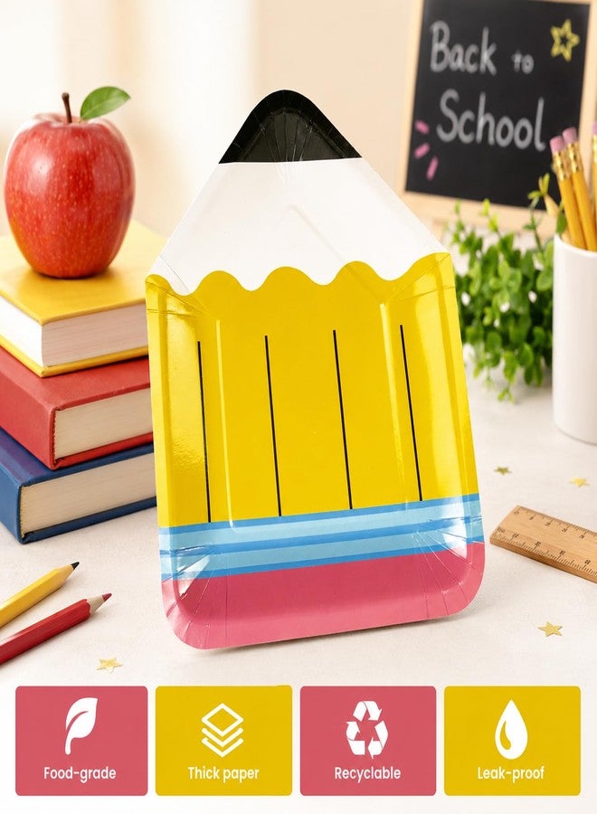KFJBPB 40 Pcs Back to School Paper Plates and Napkins Party Supplies, Pencil Dinner Paper Napkins Disposable Tableware Set for Preschool Kindergarten Welcome First Day of School Classroom Party Decor - Image 3