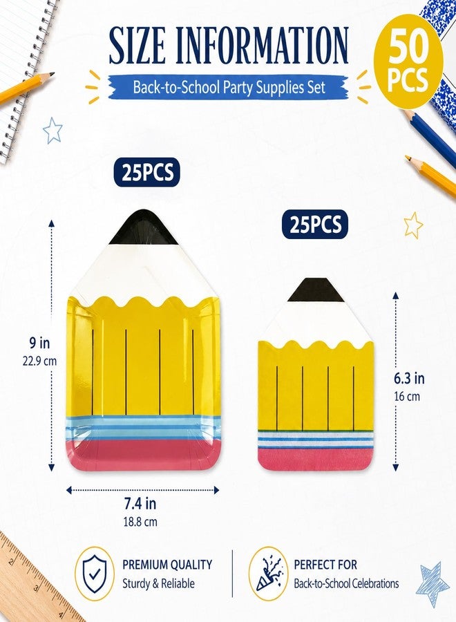 KFJBPB 40 Pcs Back to School Paper Plates and Napkins Party Supplies, Pencil Dinner Paper Napkins Disposable Tableware Set for Preschool Kindergarten Welcome First Day of School Classroom Party Decor - Image 2