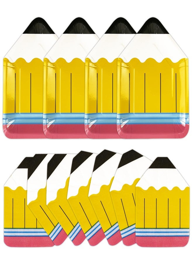 KFJBPB 40 Pcs Back to School Paper Plates and Napkins Party Supplies, Pencil Dinner Paper Napkins Disposable Tableware Set for Preschool Kindergarten Welcome First Day of School Classroom Party Decor - Image 1