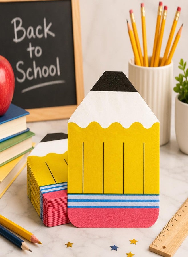 KFJBPB 40 Pcs Back to School Paper Plates and Napkins Party Supplies, Pencil Dinner Paper Napkins Disposable Tableware Set for Preschool Kindergarten Welcome First Day of School Classroom Party Decor - Image 4