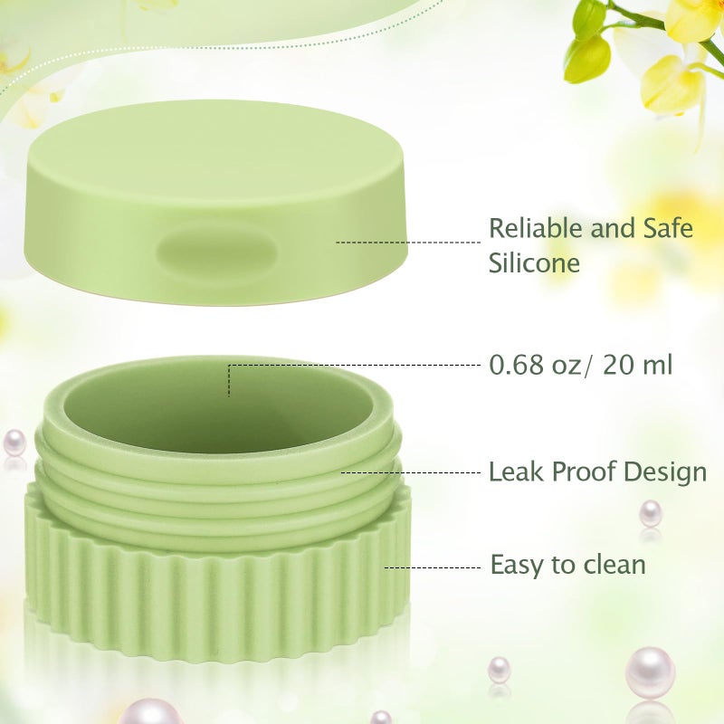Maxcheck 4 Pcs Travel Containers for Toiletries 0.68 Oz/20 ml Small Silicone Cream Jar with Lid Mini Leakproof Lotion Jar Refillable Travel Cosmetic Container for Face Body Skin Cream (Green Color) - Image 5